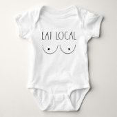 "Eat Local" Grappig Borstvoeding Baby Bodysuit (Voorkant)