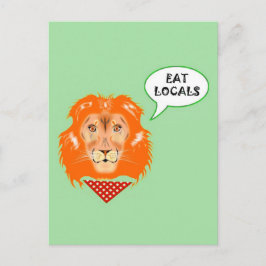 Eat Locals Funny Lion College Humor Cartoon Briefkaart