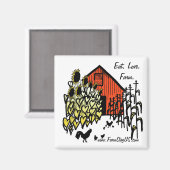 Eat Love Boerderij Barnyard Scene Magnet (Voorkant / Achterkant)