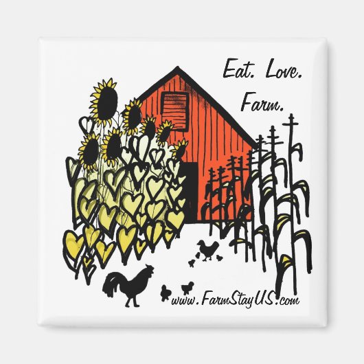 Eat Love Boerderij Barnyard Scene Magnet (Voorkant)