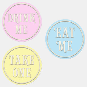 "Eat me, Drink me, neem een" Wonderland Tea Party Labels