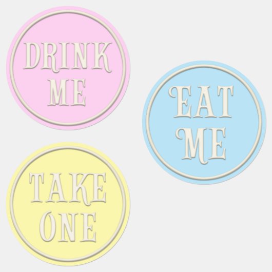 "Eat me, Drink me, neem een" Wonderland Tea Party Labels (Groep)