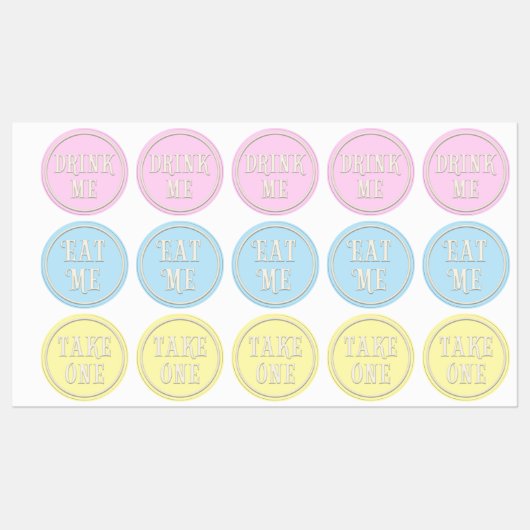 "Eat me, Drink me, neem een" Wonderland Tea Party Labels (Vel)