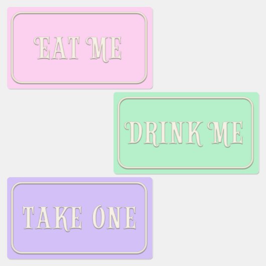 "Eat me, Drink me, neem een" Wonderland Tea Party Labels (Groep)