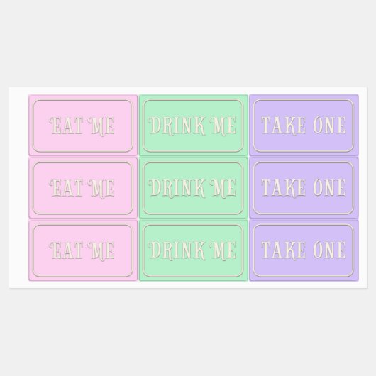 "Eat me, Drink me, neem een" Wonderland Tea Party Labels (Vel)