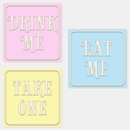 "Eat me, Drink me, neem een" Wonderland Tea Party Labels (Groep)