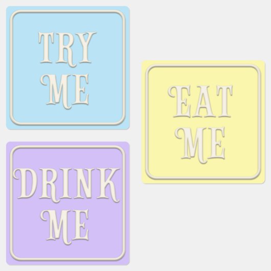 "Eat me, Drink me, probeer me" Wonderland Tea Part Labels (Groep)