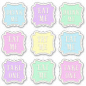 "Eat me" "Drink me" Wonderland Tea Party Pastel Sticker (Voorkant)