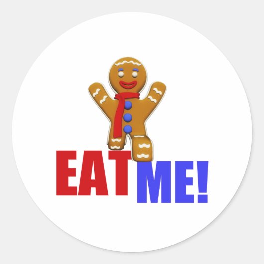 EAT ME! Gingerbrood Man - Oorspronkelijke kleuren Ronde Sticker (Voorkant)
