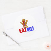 EAT ME! Gingerbrood Man - Oorspronkelijke kleuren Ronde Sticker (Envelop)