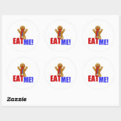 EAT ME! Gingerbrood Man - Oorspronkelijke kleuren Ronde Sticker (Vel)