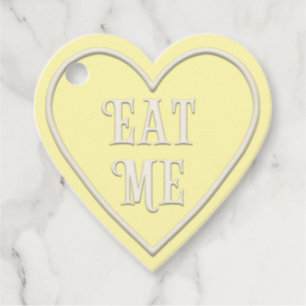 "Eat Me" Tea Party Yellow Heart gepersonaliseerd Bedankjes Labels