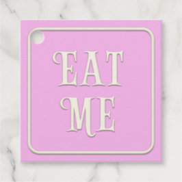 "Eat Me" Victoriaans Tea Party roze Square Aangepa Bedankjes Labels