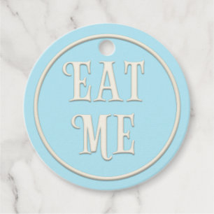 "Eat Me" Wonderland Tea Party Blue Personalized Bedankjes Labels