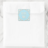 "Eat Me" Wonderland Tea Party Elegant Blue Vierkante Sticker (Tas)