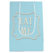 "Eat Me" Wonderland Tea Party Pastel Blue Medium Cadeauzakje (Achterkant)