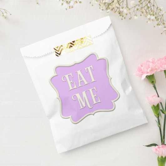"Eat me" Wonderland Tea Party Pastel Paars Bedankzakje (Gezegeld)
