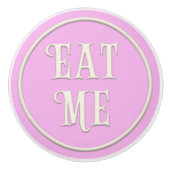 "Eat Me" Wonderland Tea Party Pastel Pink Keramische Knop (Voorkant)
