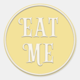 "Eat Me" Wonderland Tea Party Pastel Yellow Ronde Sticker