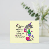 Eat more Cake Birthday Humor Briefkaart (Staand voorkant)