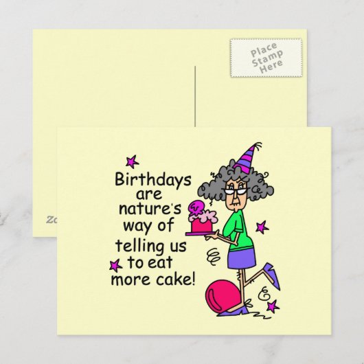 Eat more Cake Birthday Humor Briefkaart (Voorkant / Achterkant)