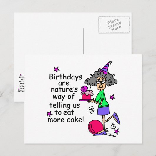 Eat more Cake Birthday Humor Briefkaart (Voorkant / Achterkant)