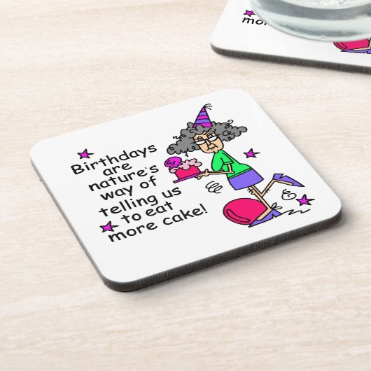 Eat more Cake Birthday Humor Drankjes Onderzetter (Linkerzijde)