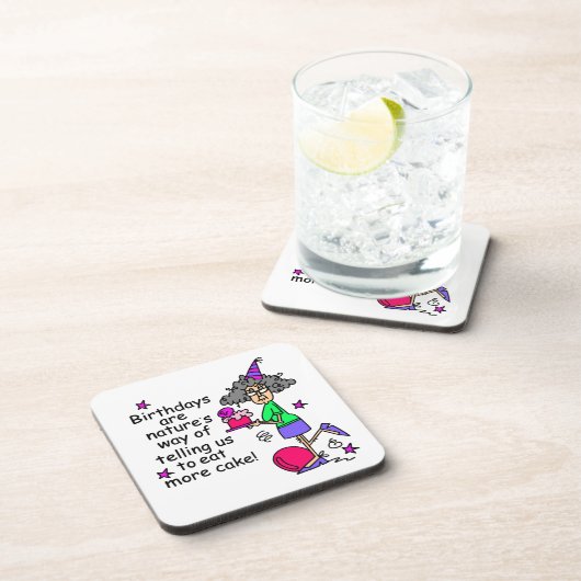 Eat more Cake Birthday Humor Drankjes Onderzetter (Rechterzijde)