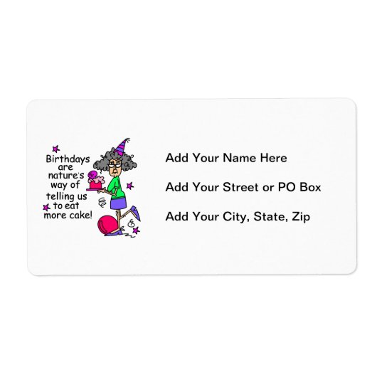 Eat more Cake Birthday Humor Etiket (Voorkant)