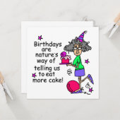 Eat more Cake Birthday Humor Kaart (Voorkant / Achterkant in situ)