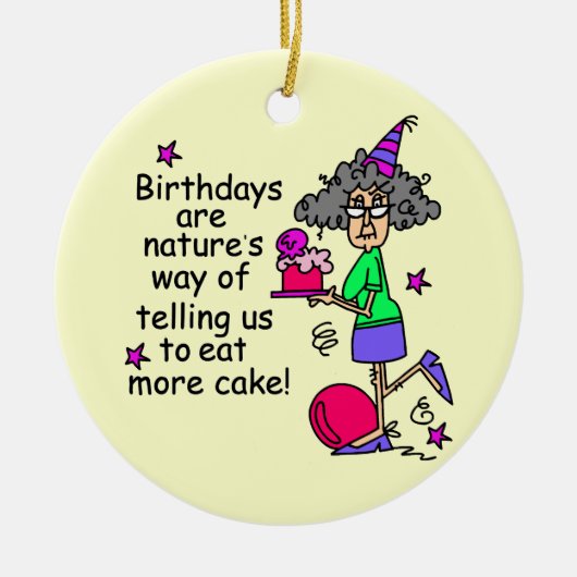 Eat more Cake Birthday Humor Keramisch Ornament (Voorkant)