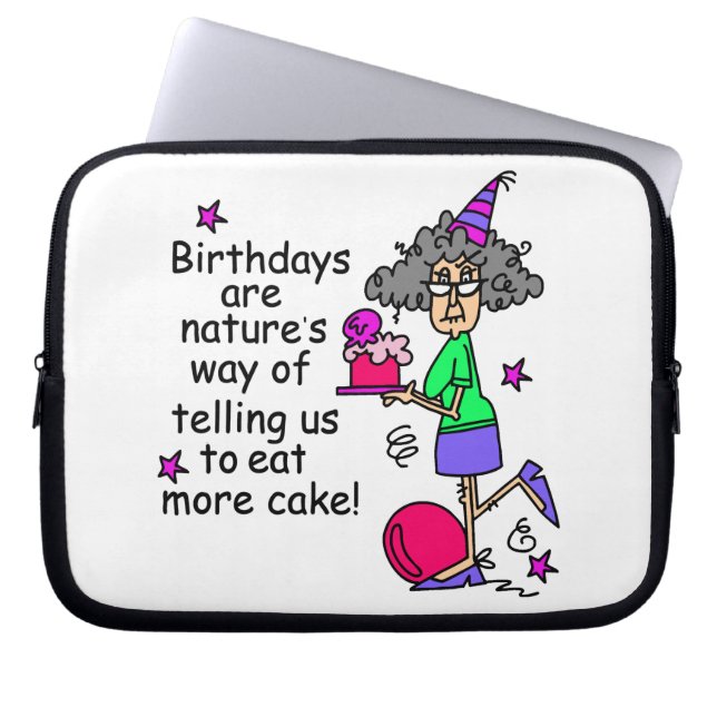 Eat more Cake Birthday Humor Laptop Sleeve (Voorkant)