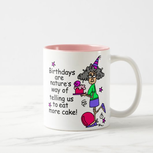 Eat more Cake Birthday Humor Tweekleurige Koffiemok (Rechts)