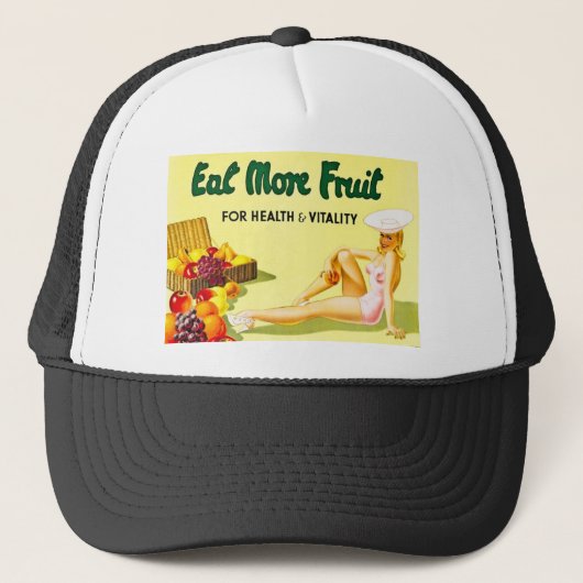 Eat more Fruit - reclame ca. 1940 Trucker Pet (Voorkant)