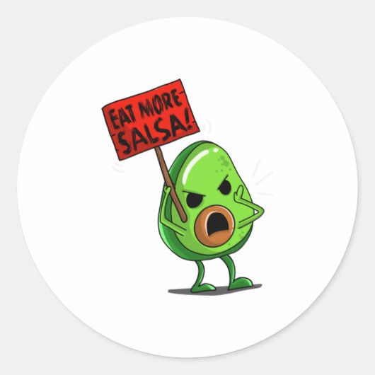 Eat more Salsa Vegan Avocado Cute Guacamole Fun Ronde Sticker (Voorkant)