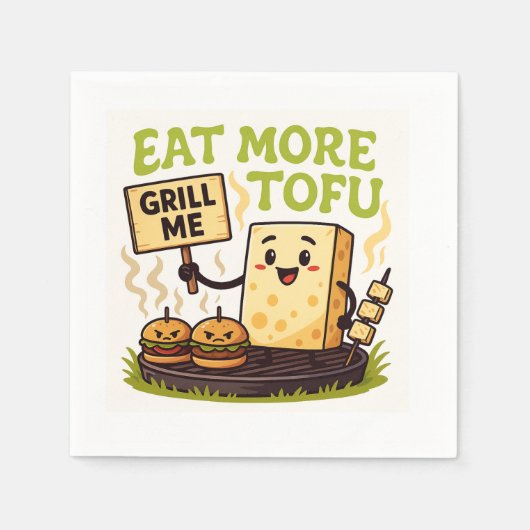 Eat More Tofu – Grill Me Instead BBQ Protest Servet (Voorkant)