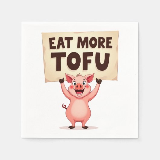 Eat More Tofu – Pig Protest Napkin Servet (Voorkant)
