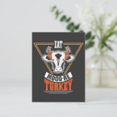 Eat more Turkey Thanksgiving Holiday Cow Briefkaart (Staand voorkant)