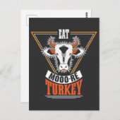 Eat more Turkey Thanksgiving Holiday Cow Briefkaart (Voorkant / Achterkant)