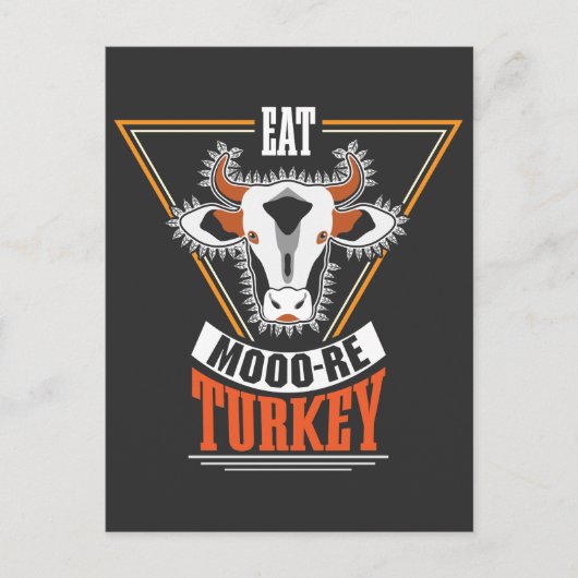 Eat more Turkey Thanksgiving Holiday Cow Briefkaart (Voorkant)