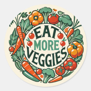 Eat more Veggies Ronde Sticker