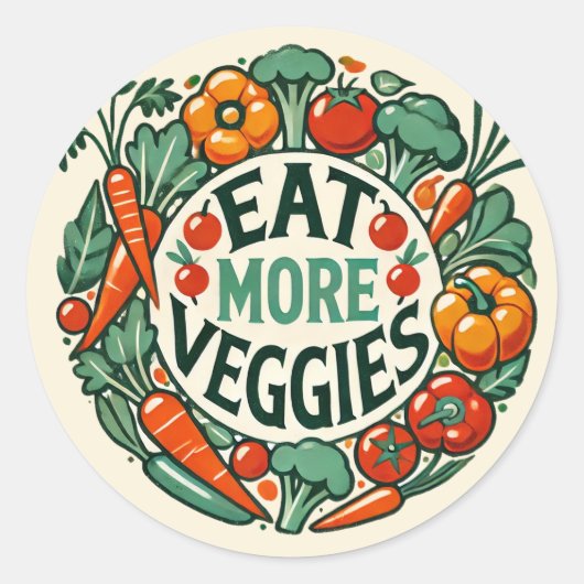 Eat more Veggies Ronde Sticker (Voorkant)