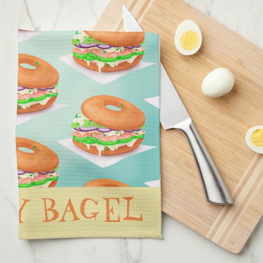 Eat My Bagel Theedoek (Quarter Fold)