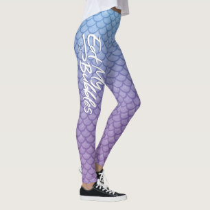 "Eat My Bubbles" Blauw/Paarse schalen Zwemmen Leve Leggings