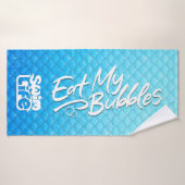 "Eat My Bubbles" Blauwe schubben Zwemmen Leven Badhanddoek (Badhanddoek)