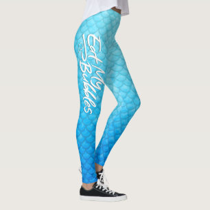 "Eat My Bubbles" Blauwe schubben Zwemmen Leven Leggings