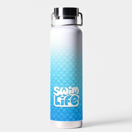 "Eat My Bubbles" Blauwe schubben Zwemmen Leven Waterfles (Achterkant)