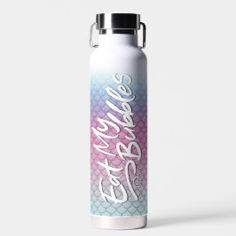 "Eat My Bubbles" Blauwgroen/Roze/Schuimweegschalen Waterfles