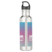 "Eat My Bubbles" Blauwgroen/Roze/Schuimweegschalen Waterfles (Achterkant)