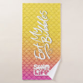 "Eat My Bubbles" Geel/Roze schalen Zwemmen Leven Badhanddoek (Badhanddoek)